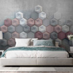 Wall mural Group of hexagons on a concrete surface