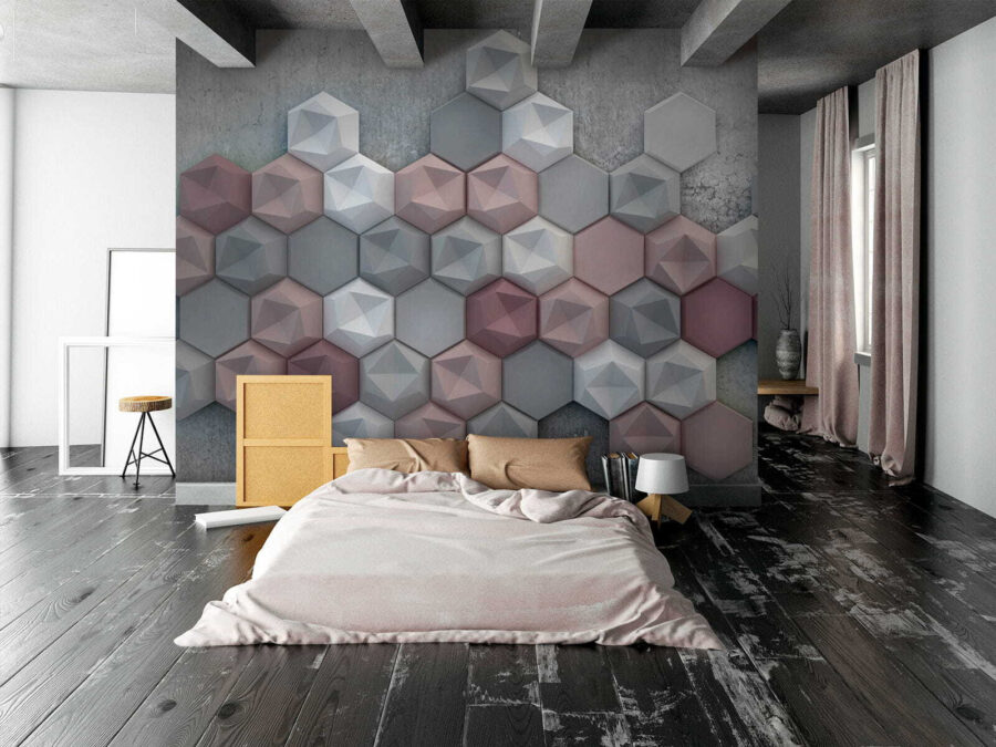 Group of hexagons on a concrete surface