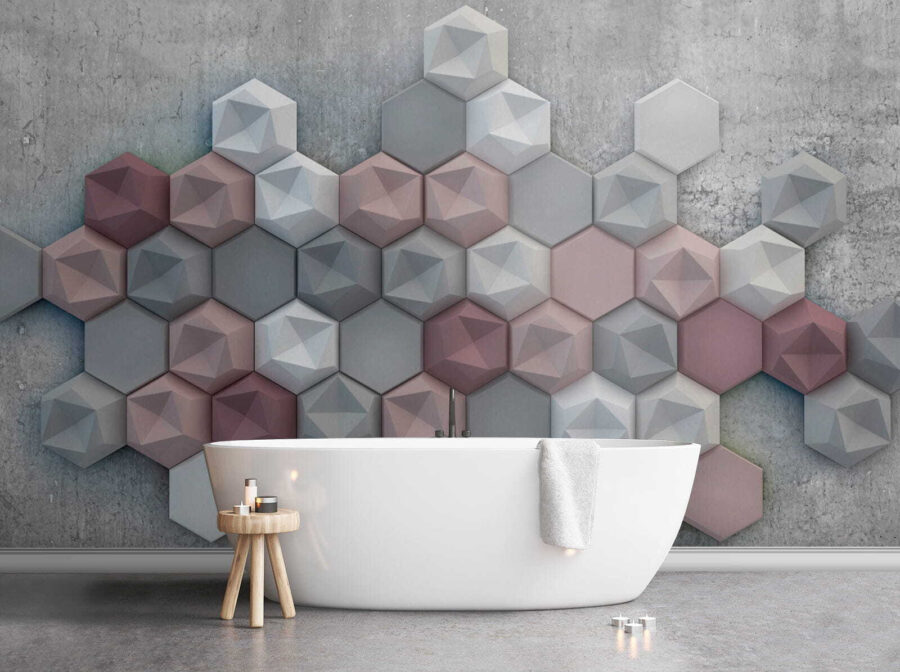 Group of hexagons on a concrete surface