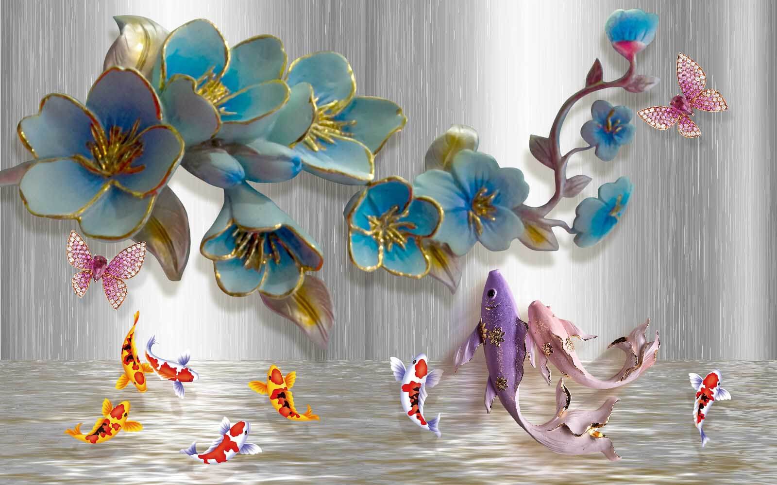 Group of fish and flowers u29928p - Group of fish and flowers - tegory