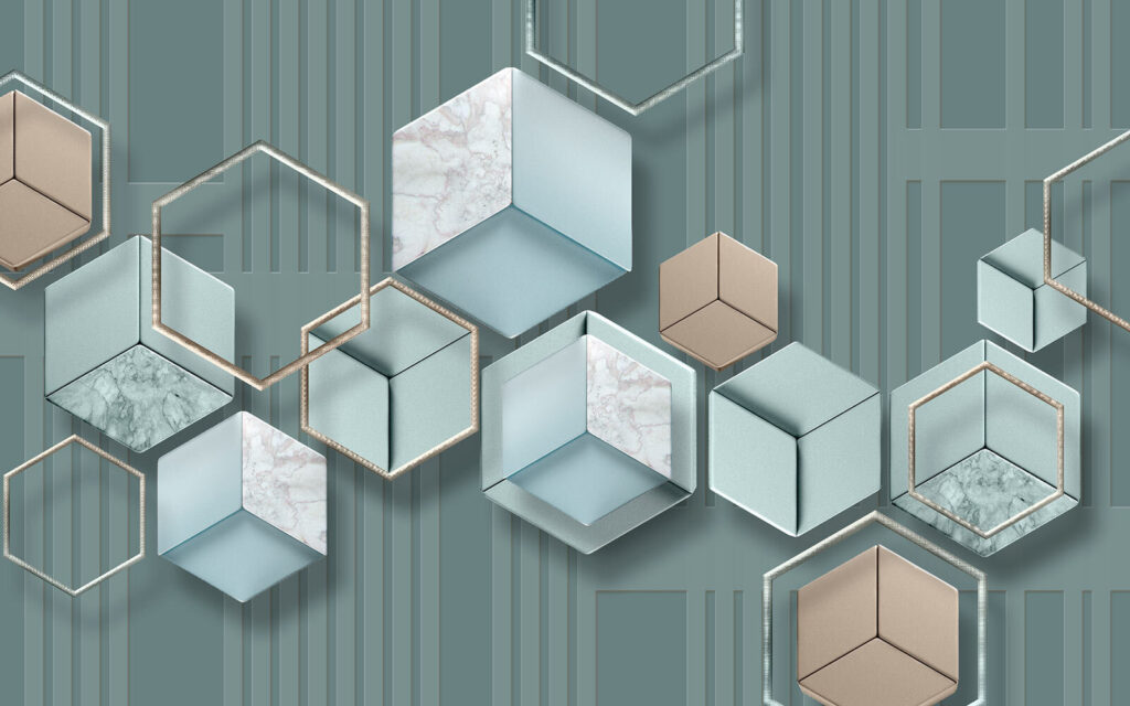 Wallpaper with hexagons and geometric shapes Wallpaper with hexagons and geometric shapes