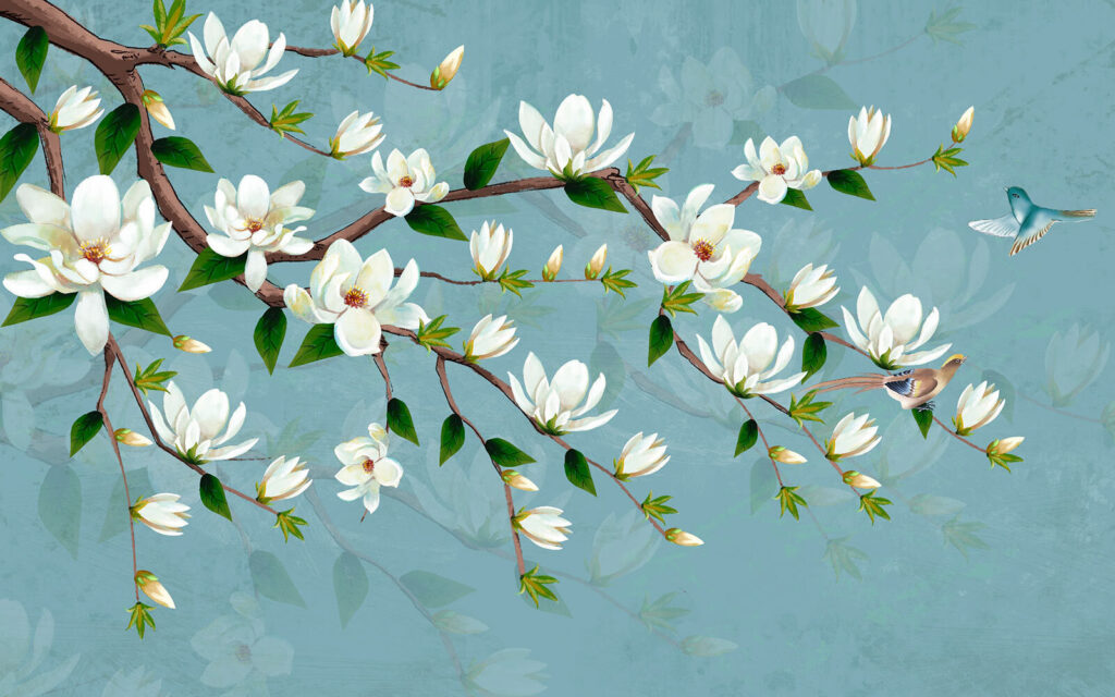 White flowers on a branch White flowers on a branch