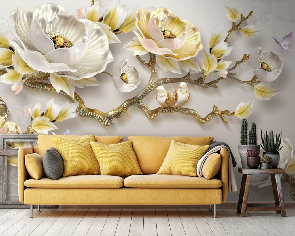 Wallpaper with flowers and birds u31662pig36 1024x819 - Wallpaper with flowers and birds - tegory