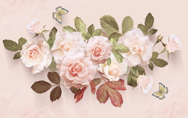 Delicate roses with gentle butterflies Delicate roses with gentle butterflies