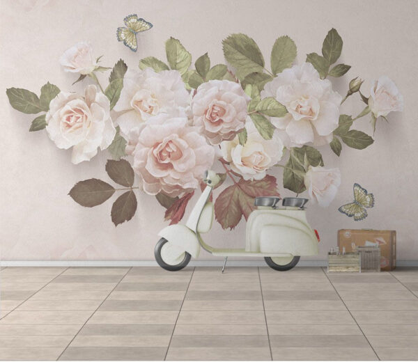 Delicate roses with gentle butterflies Delicate roses with gentle butterflies