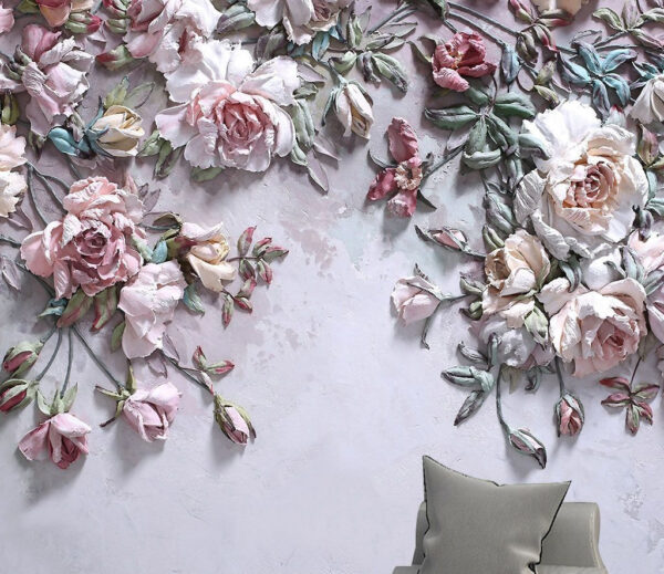 Wall murals Wall murals Delicate blooms on a soft canvas (SKU: u31869)