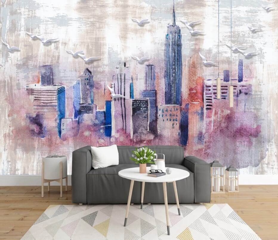 u35695pig1m - Watercolor painting of a city - tegory