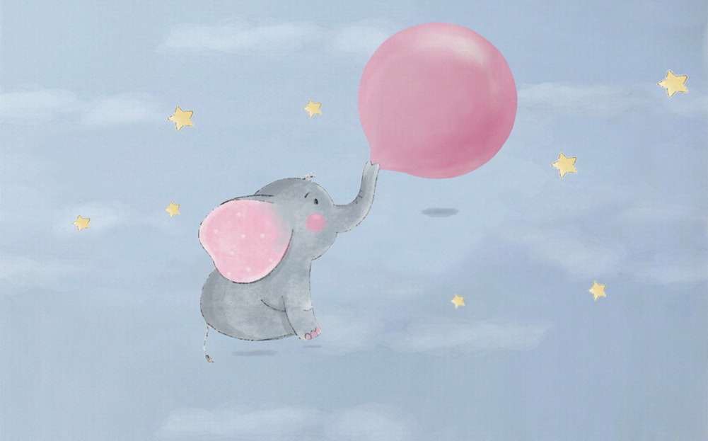 Cartoon of an elephant holding a balloon Cartoon of an elephant holding a balloon