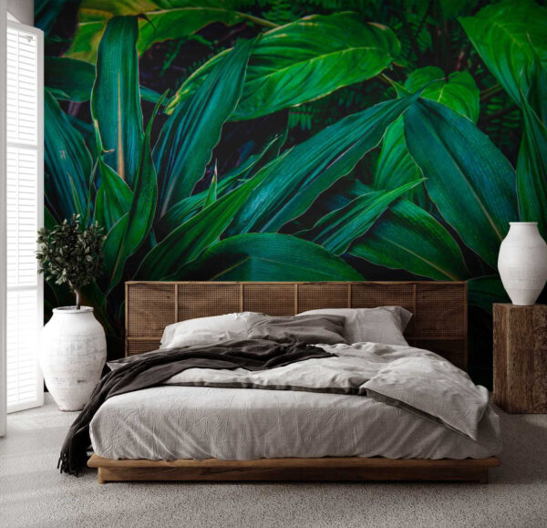 Lush tropical leaves in vibrant green Lush tropical leaves in vibrant green