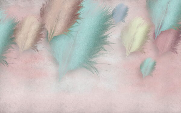 Group of feathers on a pink background Group of feathers on a pink background