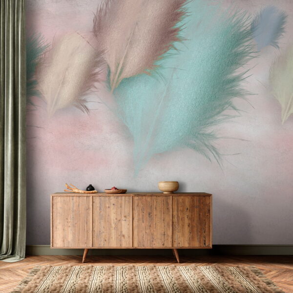 Group of feathers on a pink background Group of feathers on a pink background
