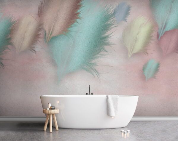 Group of feathers on a pink background Group of feathers on a pink background