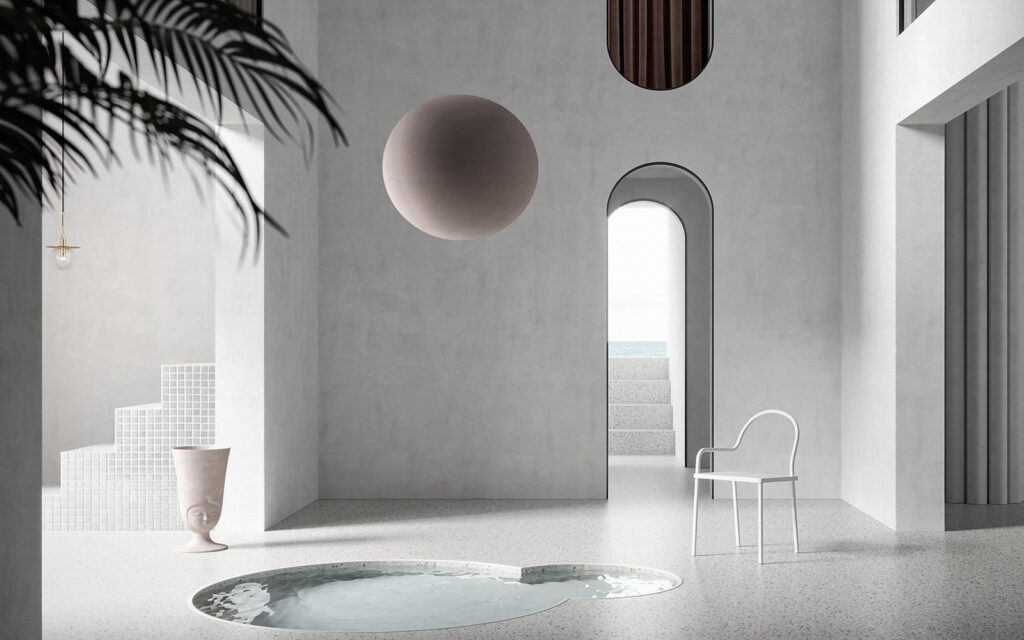 Room with a pool and a chair Room with a pool and a chair