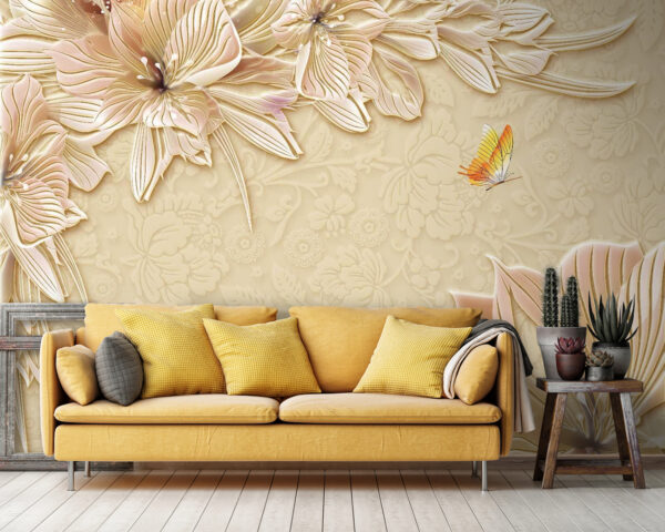 Wall murals Wall murals Delicate blossoms on a soft backdrop (SKU: u43482)