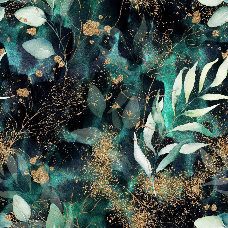 Elegant leaves in sparkling midnight hues.