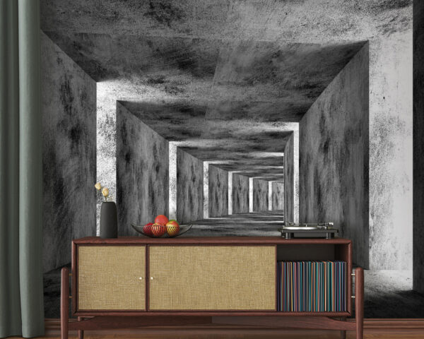 Room with concrete walls and a square ceiling Room with concrete walls and a square ceiling