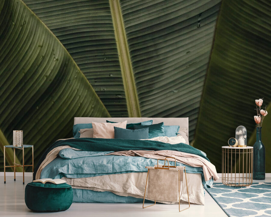 Lush green leaves with textured patterns