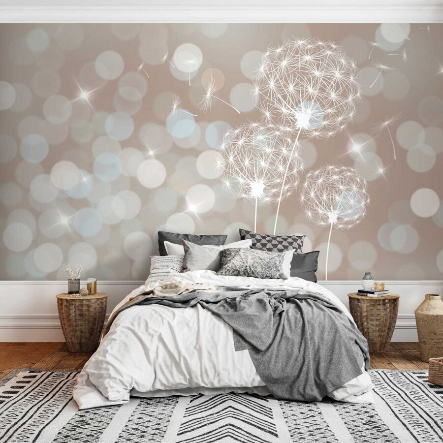 Delicate dandelions in soft backdrop