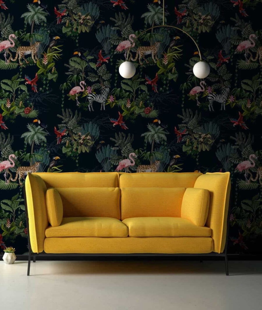 Pattern of flamingos and zebras