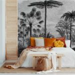 Wall murals Black and white drawing of palm trees