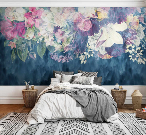 Group of flowers in a blue background Group of flowers in a blue background