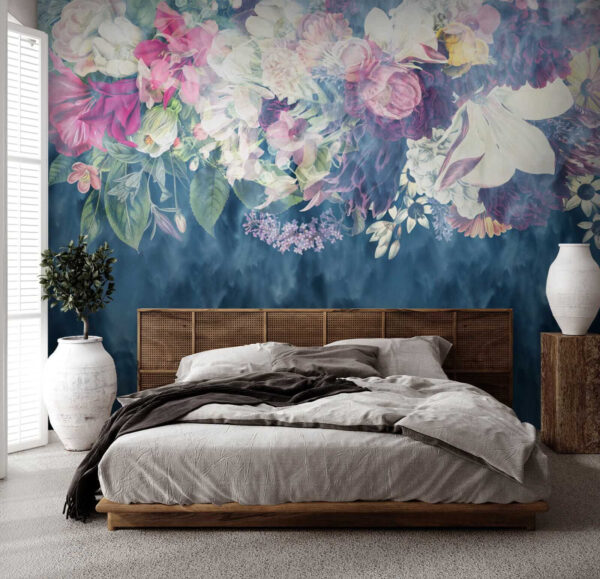 Group of flowers in a blue background Group of flowers in a blue background