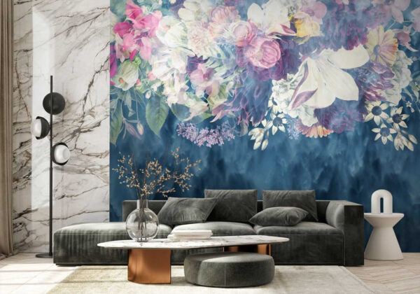 Group of flowers in a blue background Group of flowers in a blue background