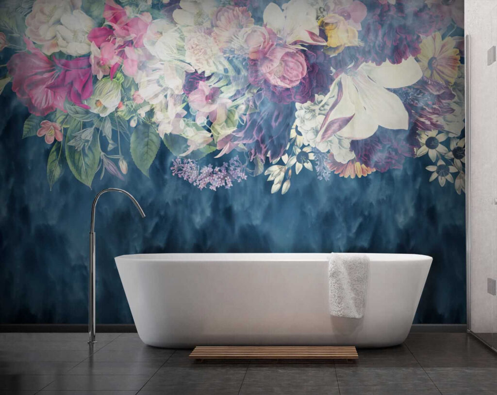 Group of flowers in a blue background Group of flowers in a blue background