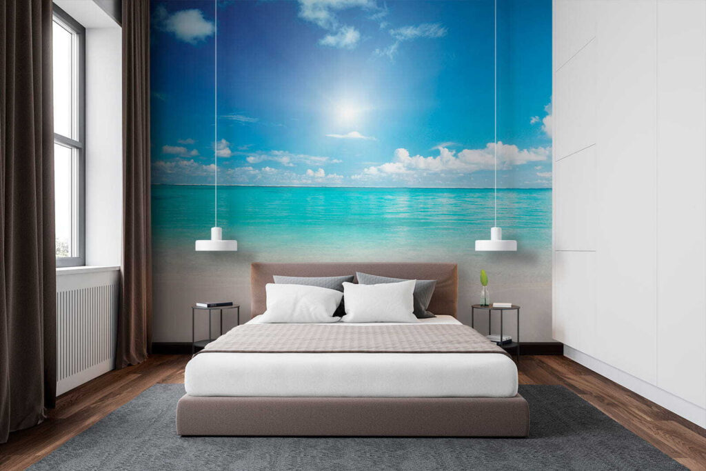 Blue sky with clouds and a sandy beach