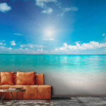 Wall murals Blue sky with clouds and a sandy beach