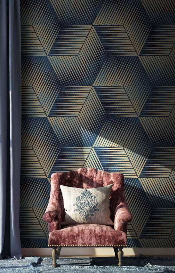 Wall murals Wall murals Pattern of blue and tan cubes (SKU: u52845)