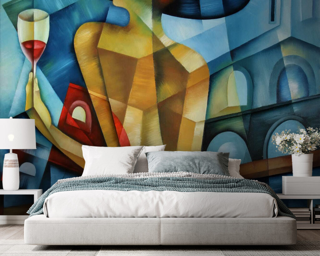 Painting of a woman holding a glass of wine