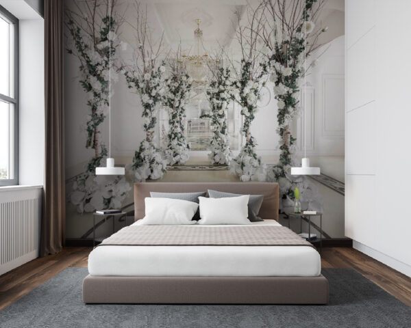 Group of white flowers in a room Group of white flowers in a room