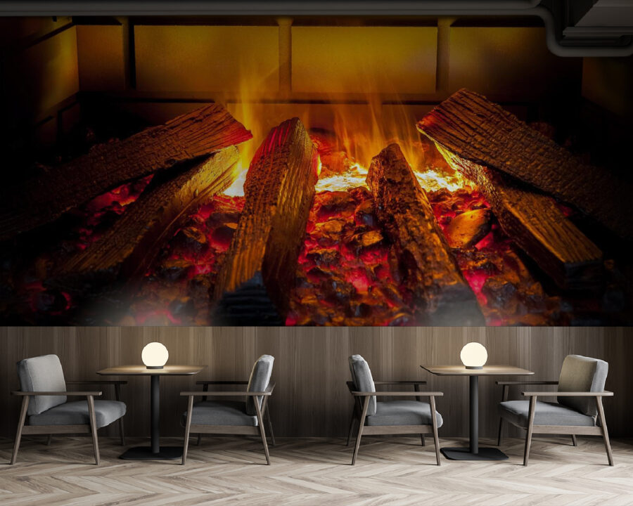 Fire in a fireplace