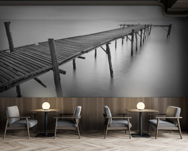 Long wooden bridge over water Long wooden bridge over water