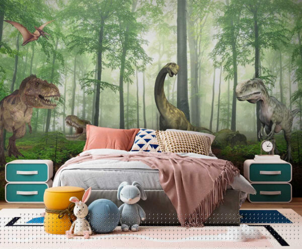 Group of dinosaurs in a forest Group of dinosaurs in a forest