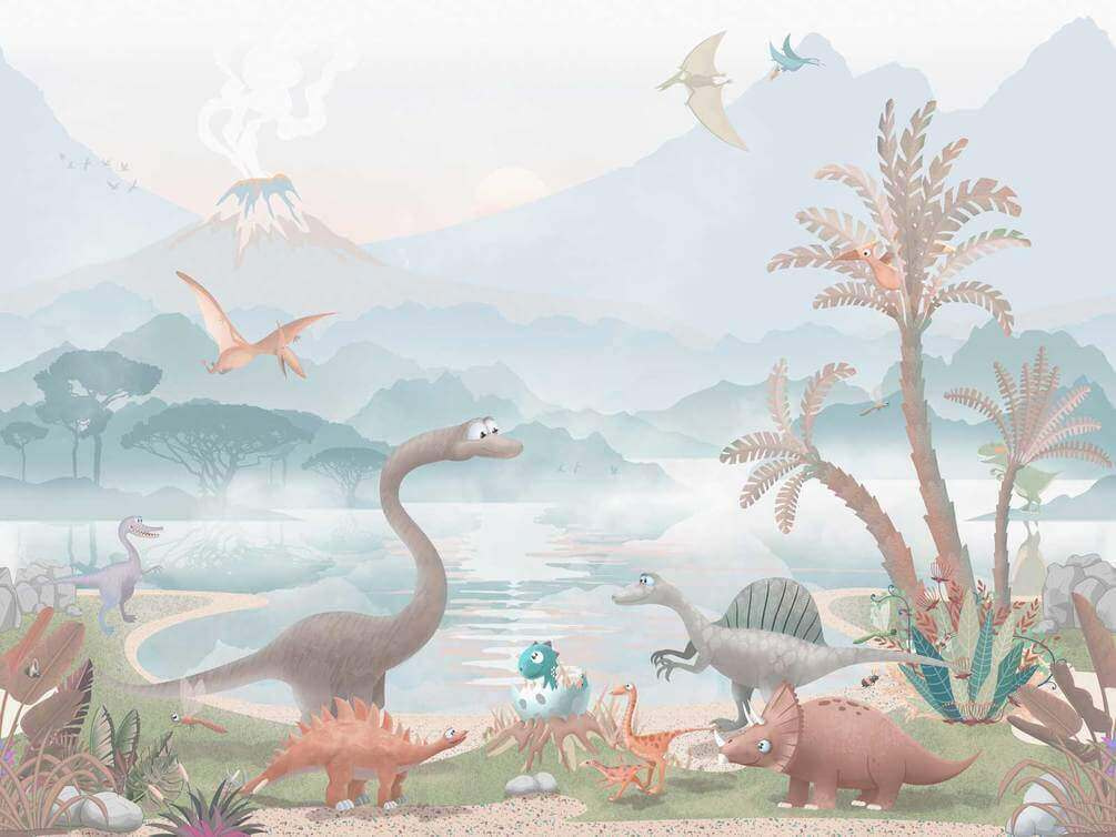 u60040v2p - Group of dinosaurs near a lake - tegory