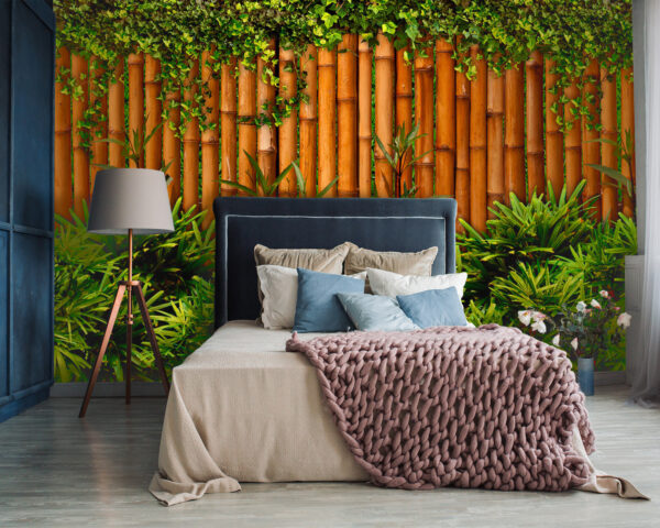 Bamboo fence with plants Bamboo fence with plants