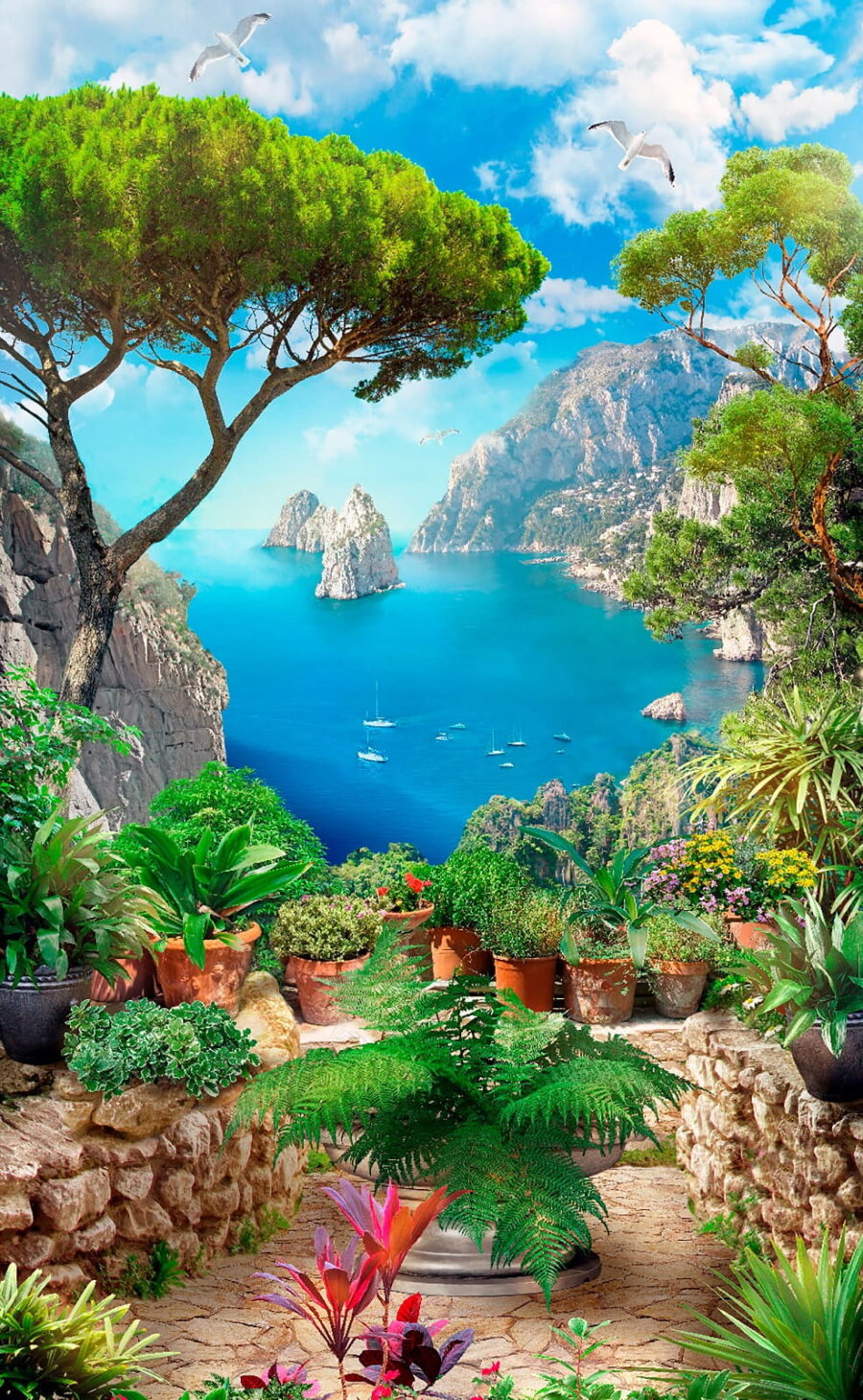 View of the ocean from a cliff