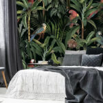 Wall murals Wallpaper with birds and plants