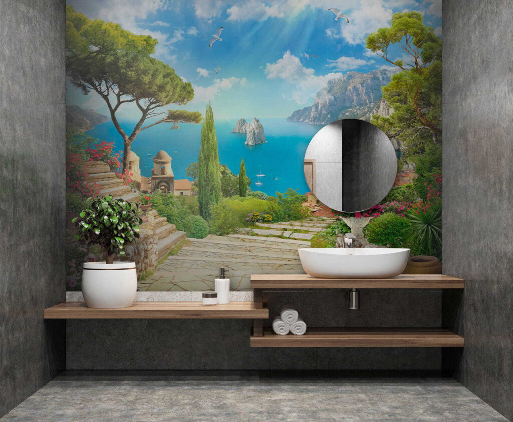 Stone stairs leading to a body of water Stone stairs leading to a body of water