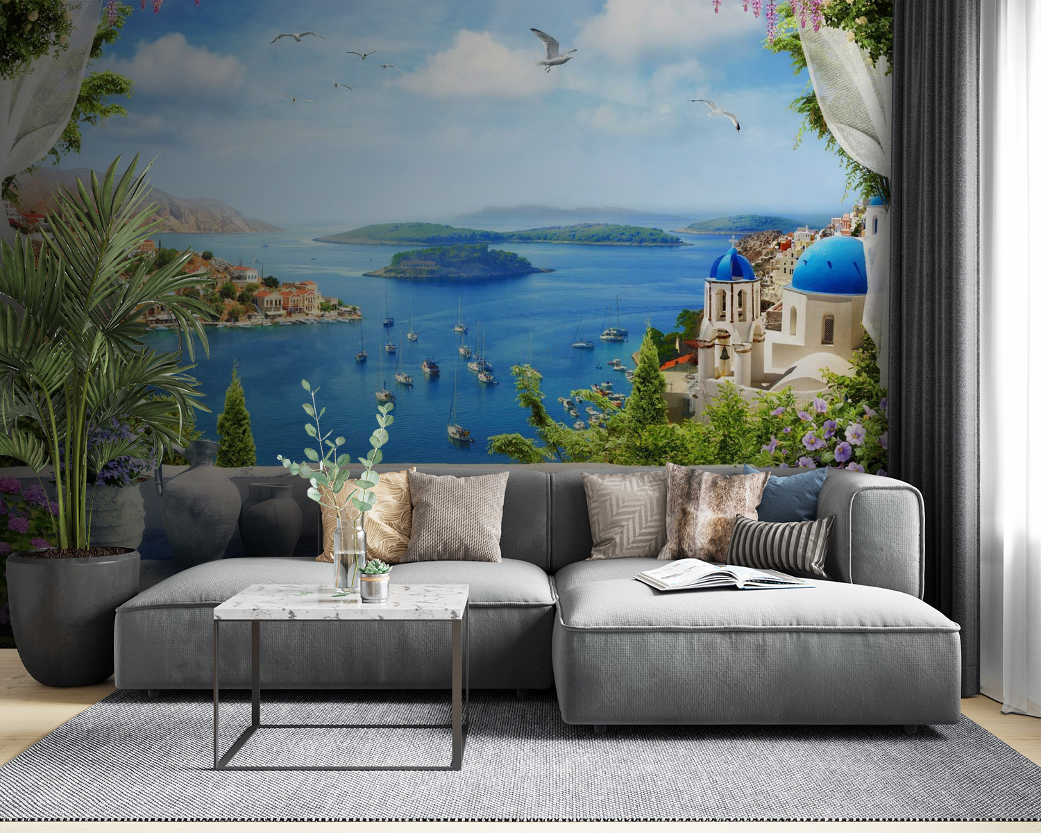 View of a city and water from a balcony View of a city and water from a balcony