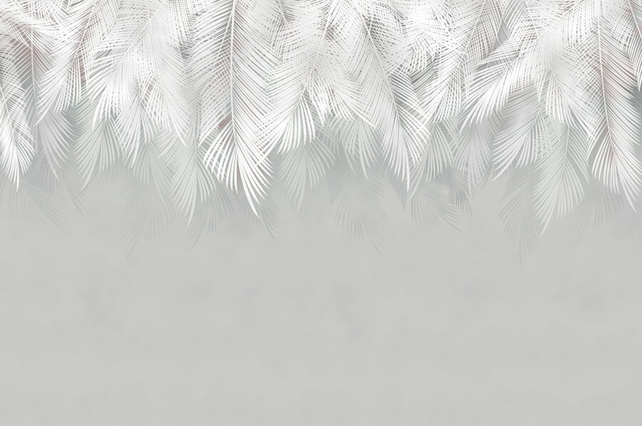White feather pattern on a gray background
