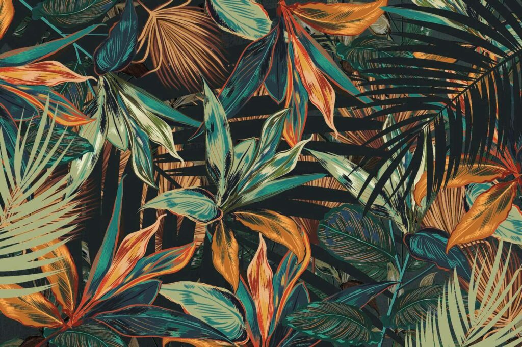 Colorful leaves on a black background Colorful leaves on a black background