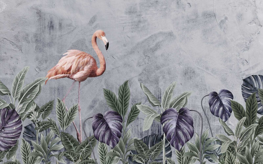 Flamingo and plants