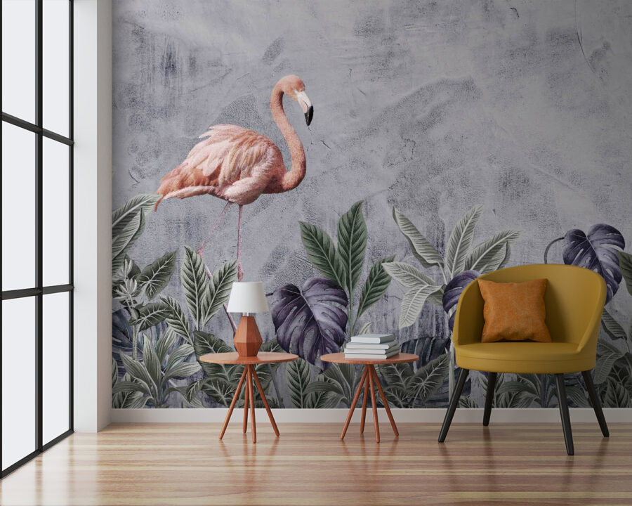 Flamingo and plants