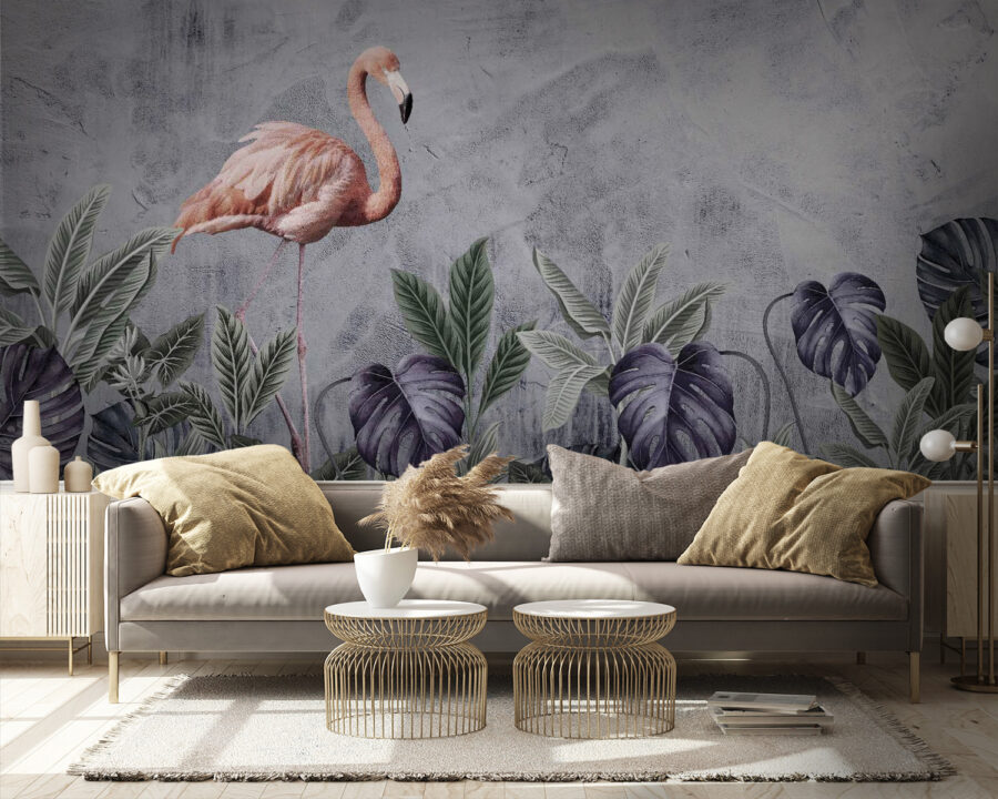 Flamingo and plants