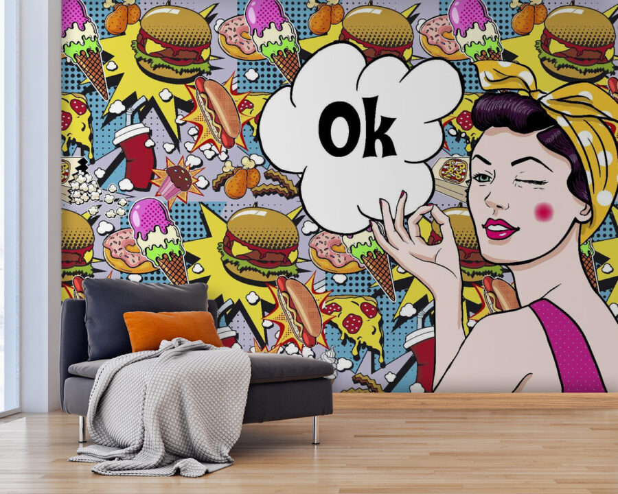 Woman holding a bubble with food
