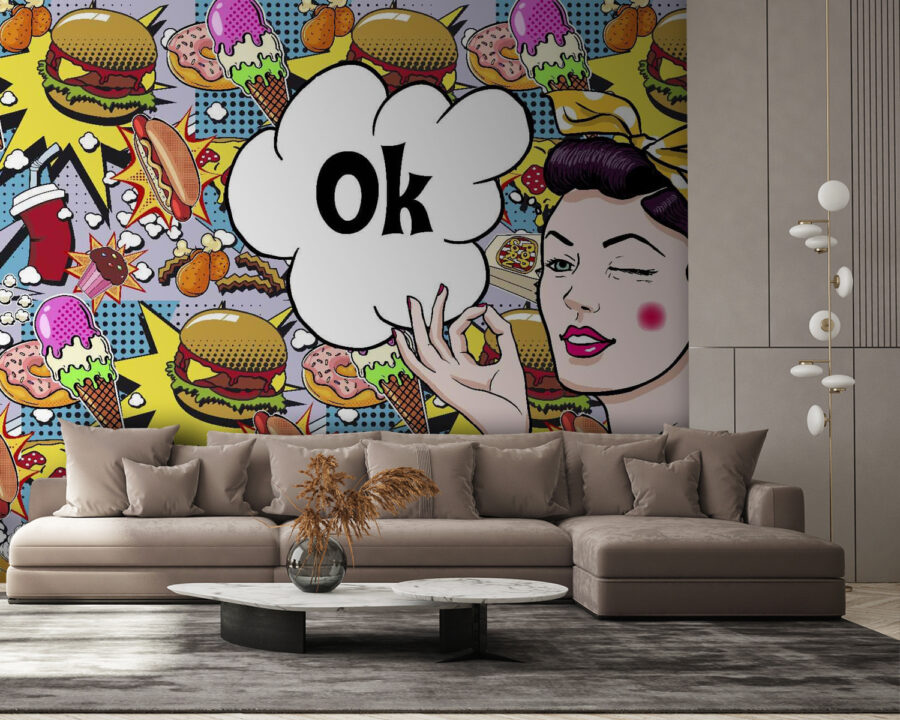 Woman holding a bubble with food