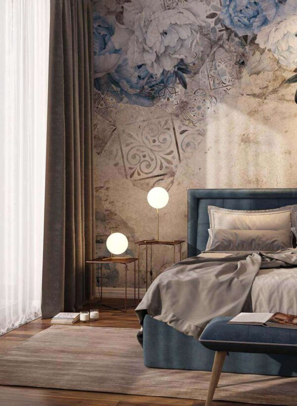 Wall murals Delicate blooms on a textured background (SKU: u60497) Wall murals Wall murals Delicate blooms on a textured background (SKU: u60497)